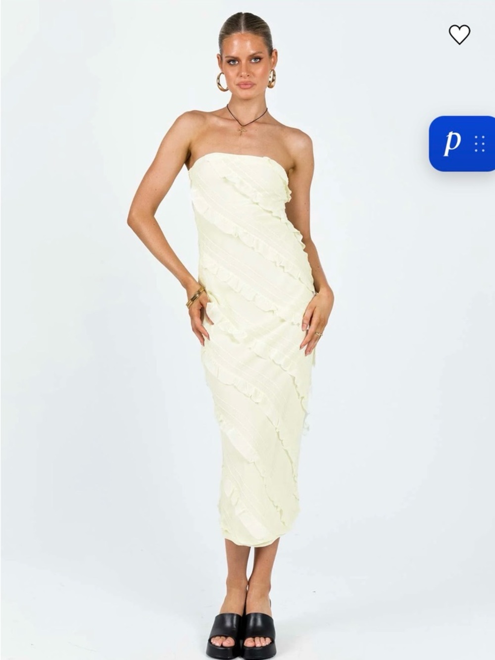 Princess Polly Baylie Strapless Ruffle Midi Dress in yellow